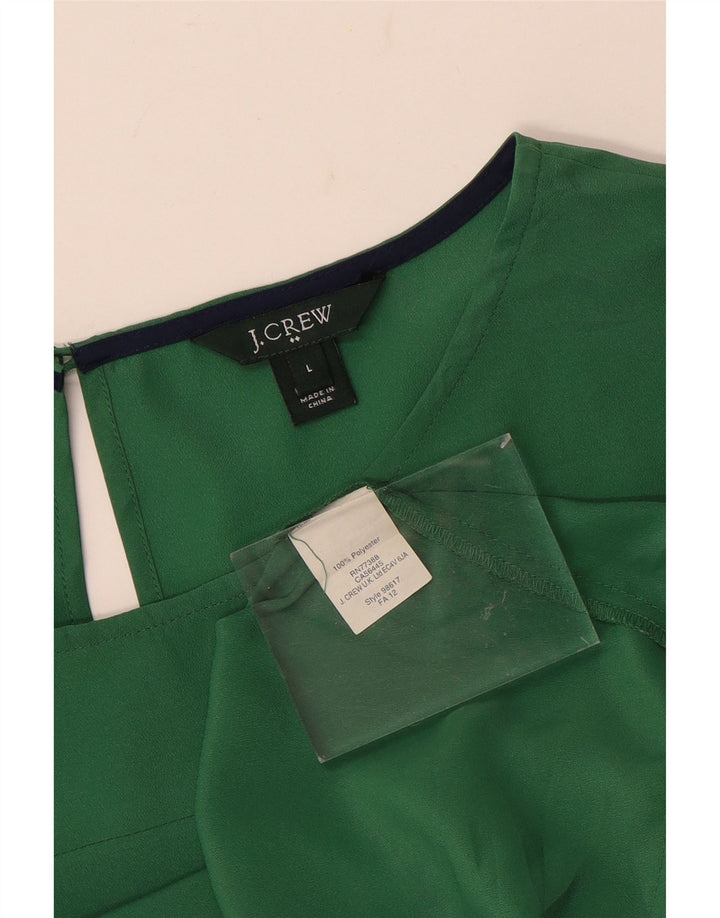 J. CREW Dame Langærmet Bluse Top UK 16 Stor Grøn Polyester
