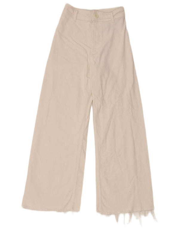 Zara Dame Jeans med brede ben EU 34 2XS W24 L27 Hvid Bomuld