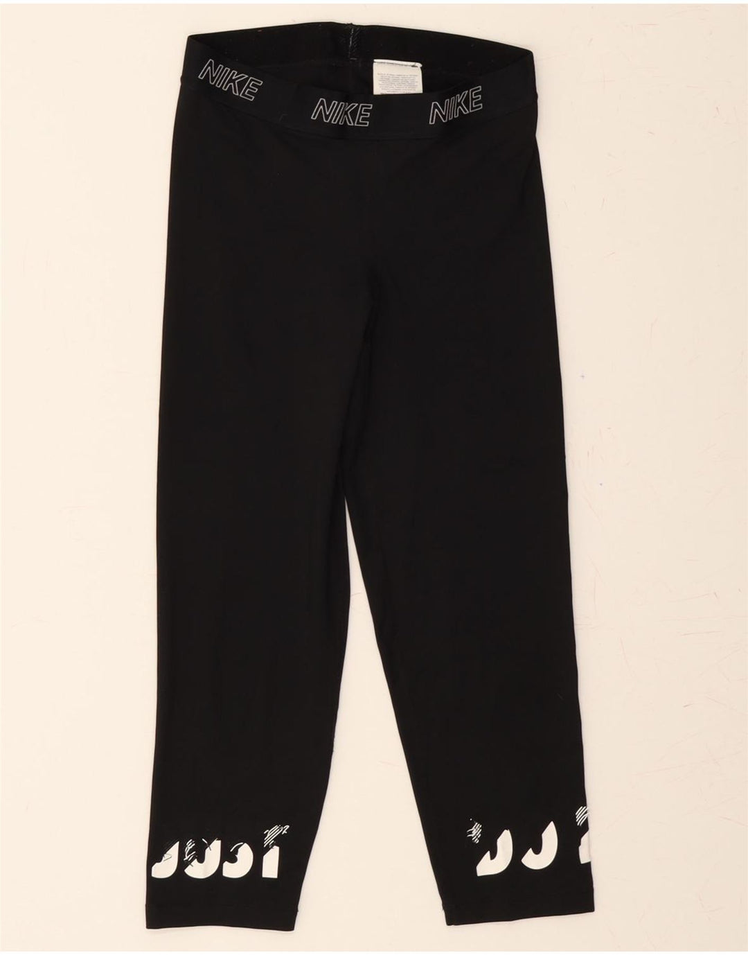 NIKE Womens Capri Graphic Leggings Medium W28 L22 Black Polyester Vintage Nike and Second-Hand Nike from Messina Hembry 