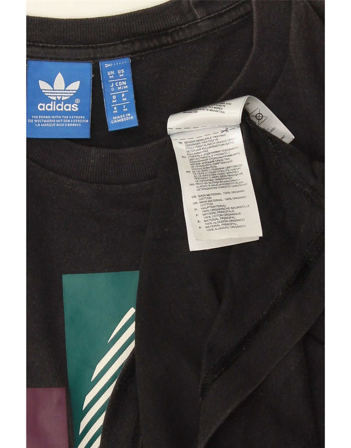 Adidas Herre grafisk T-shirt Top Medium Sort Bomuld