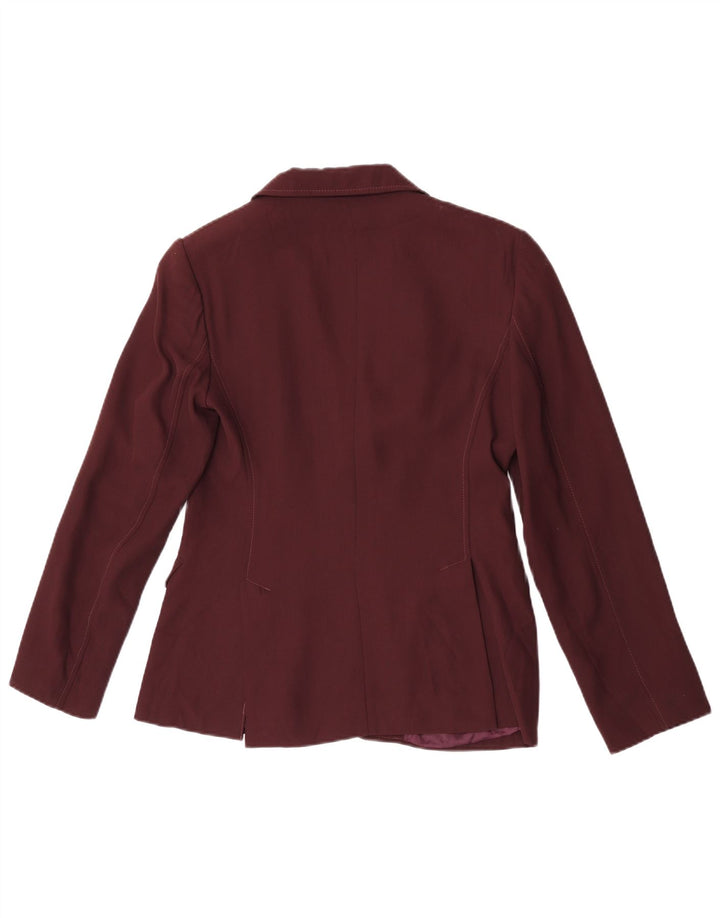Benetton Dame 2 Button Blazer Jacket IT 42 Medium Burgundy Viscose