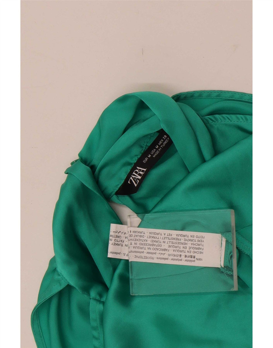 Zara Dame Ærmeløs Crop Bluse Top UK 14 Medium Green Polyester