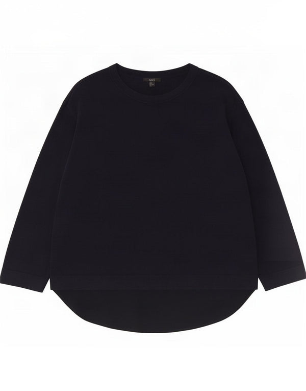 Cos Womens 3/4 Sleeve Boat Neck Jumper Sweater UK 14 Medium Navy Blue