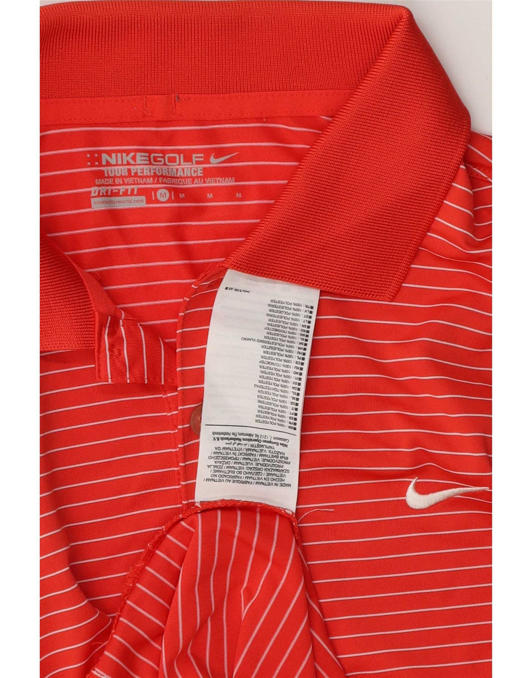 Nike Dri Fit poloshirt til mænd mellem rød stribet polyester