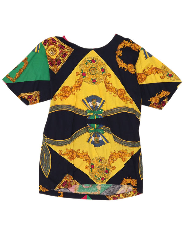 Vintage Kvinders Grafisk Bluse Top UK 16 Large Multicolored Paisley Cotton