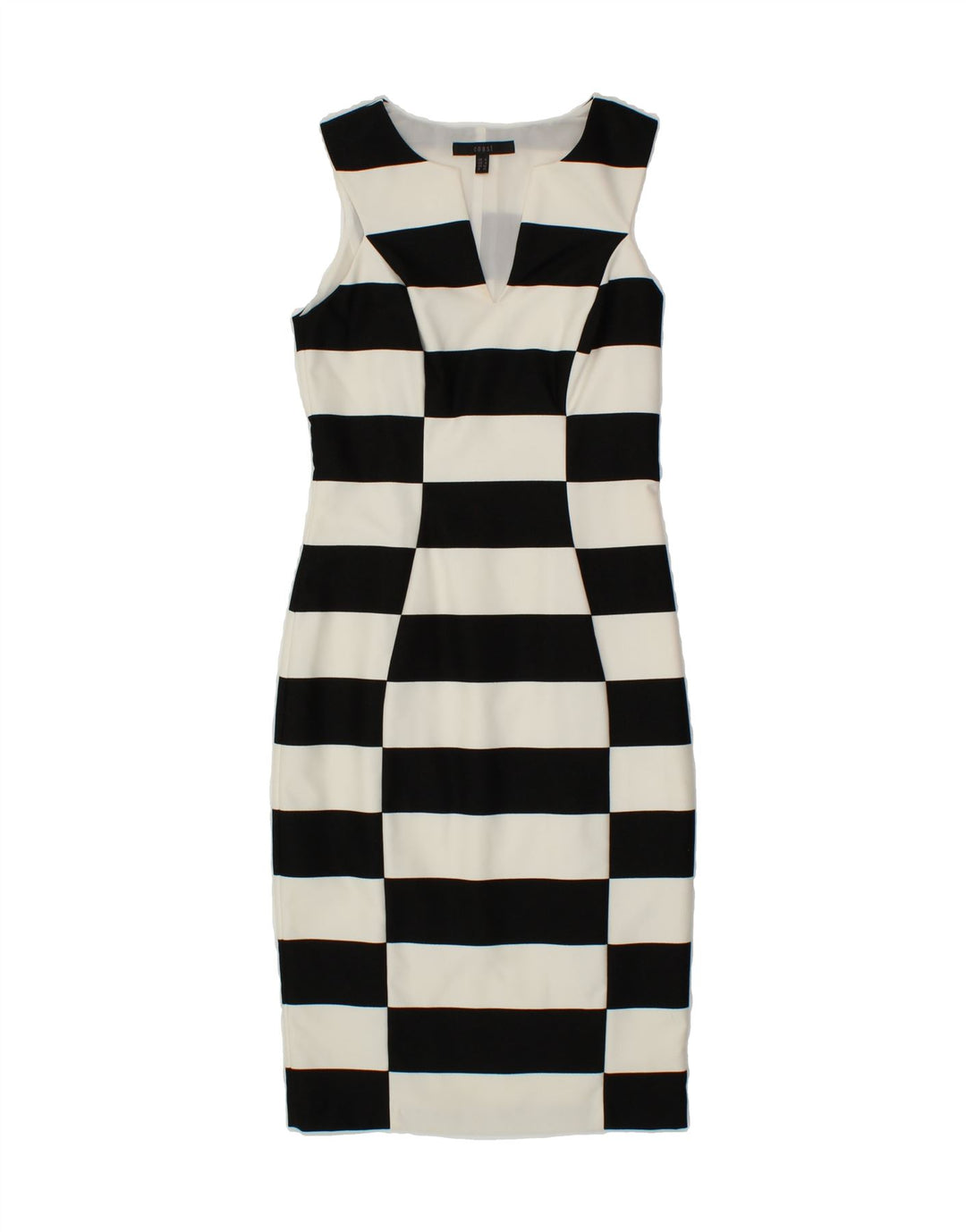 COAST Womens Sleeveless Bodycon Dress UK 8 Small  Black Striped Polyester Vintage Coast and Second-Hand Coast from Messina Hembry 