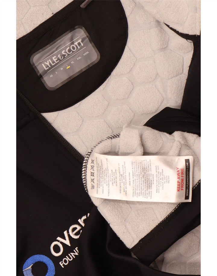 Lyle & Scott Herre Grafisk Zip Neck Pullover Træningsdragt Top Stor Sort