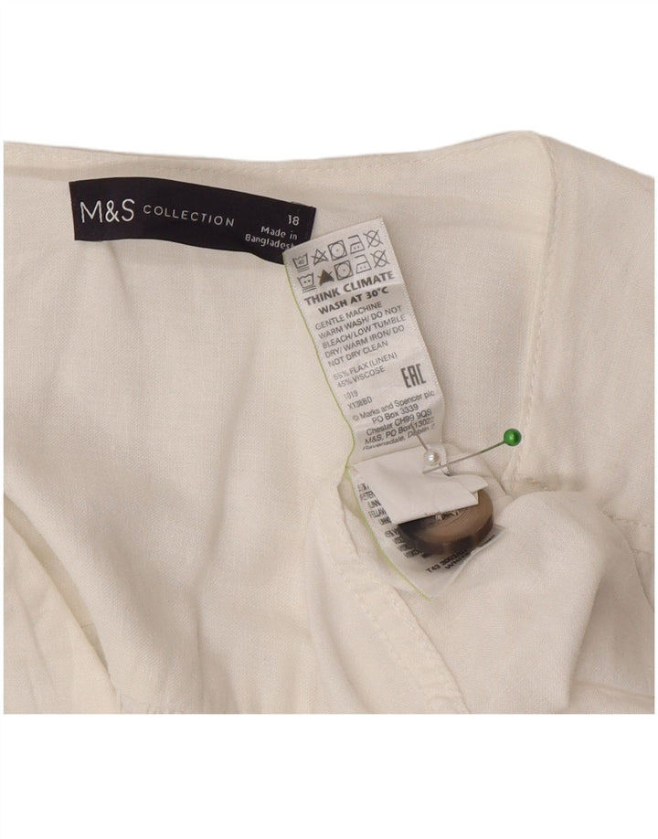 Marks & Spencer Dame Oversized skjortebluse UK 18 XL Hvid hør