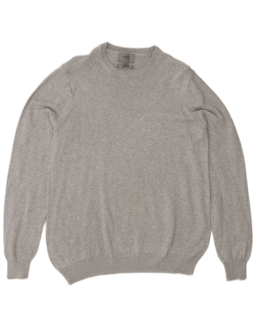Marks & Spencer Herre sweater med rund hals, mellemgrå bomuld
