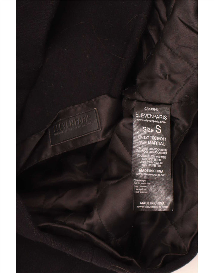 Eleven Paris Herre Pea Coat UK 36 Small Black Wool