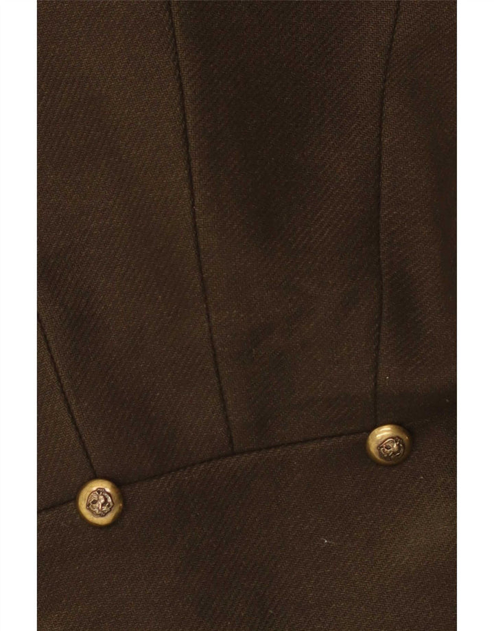 Zara Womens Pea Coat UK 10 Small Khaki Wool