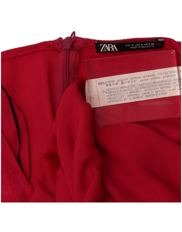 Zara Dame Langærmet Skede Kjole UK 10 Small Pink Polyester