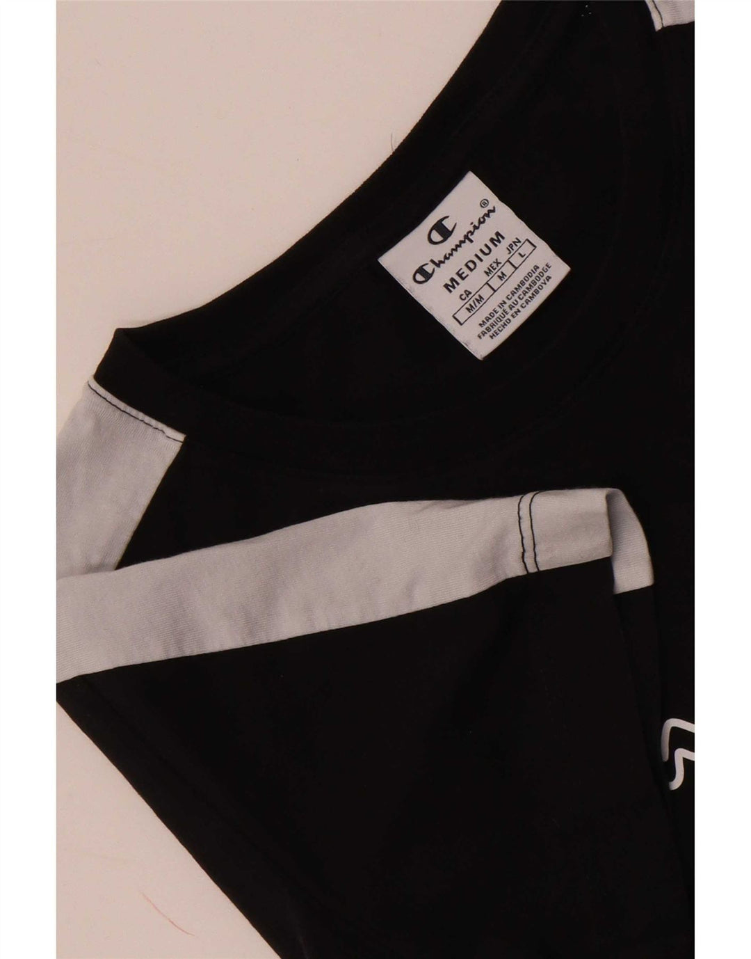 Champion Dame Grafisk T-Shirt Top UK 12 Medium Sort Colourblock