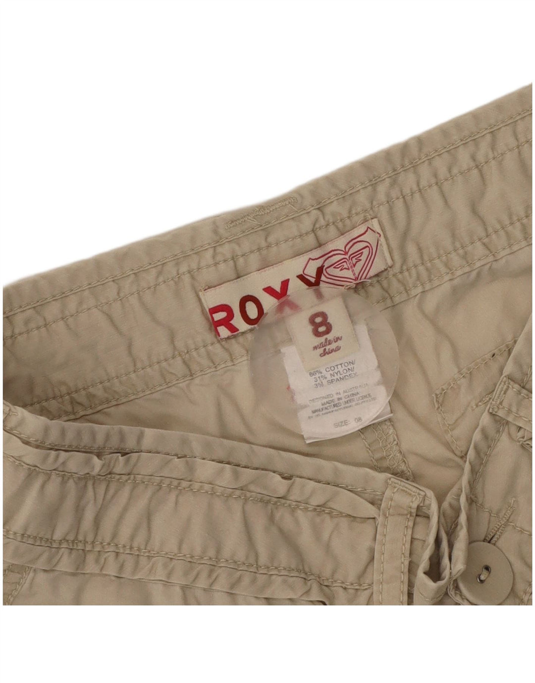Roxy Womens Hot Pants UK 8 Small W32 Beige Bomuld