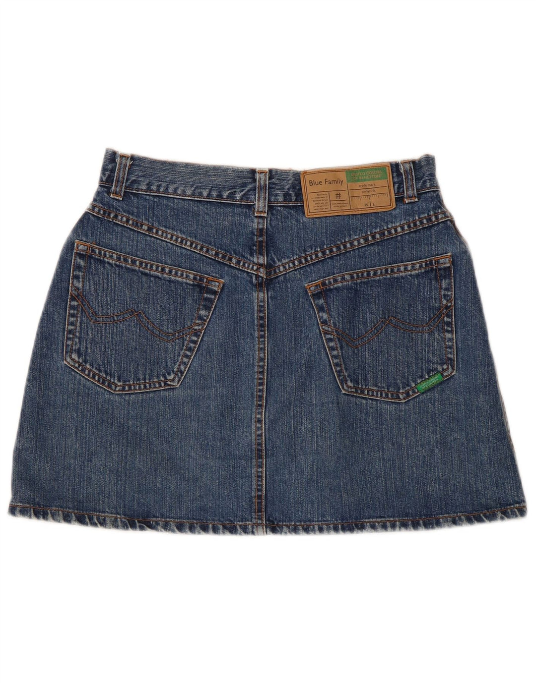 Benetton Dame Denim Nederdel IT 44 Medium W28 Blå Bomuld