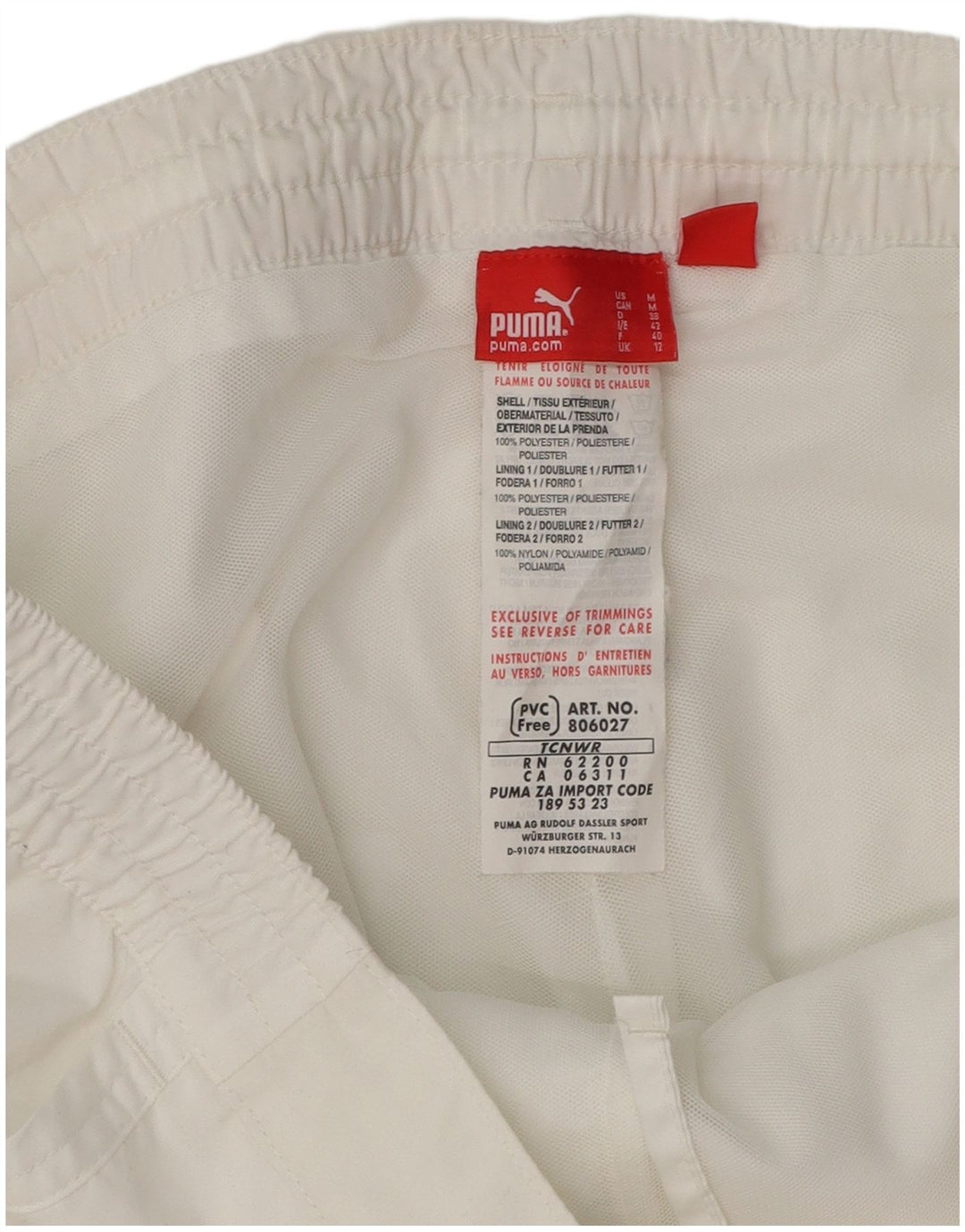 PUMA træningsdragt bukser til kvinder UK 12 Medium White Polyester