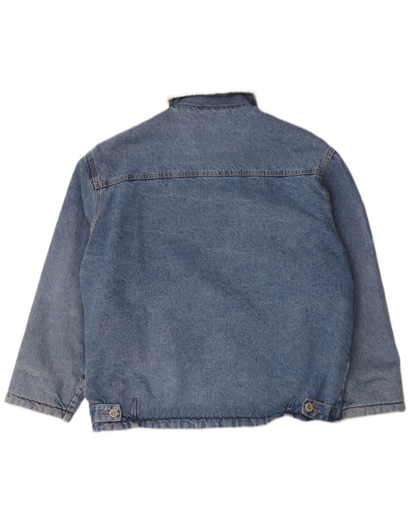 Ritt Herre Graphic Denim Sherpa Jacket UK 40 Large Blue Cotton