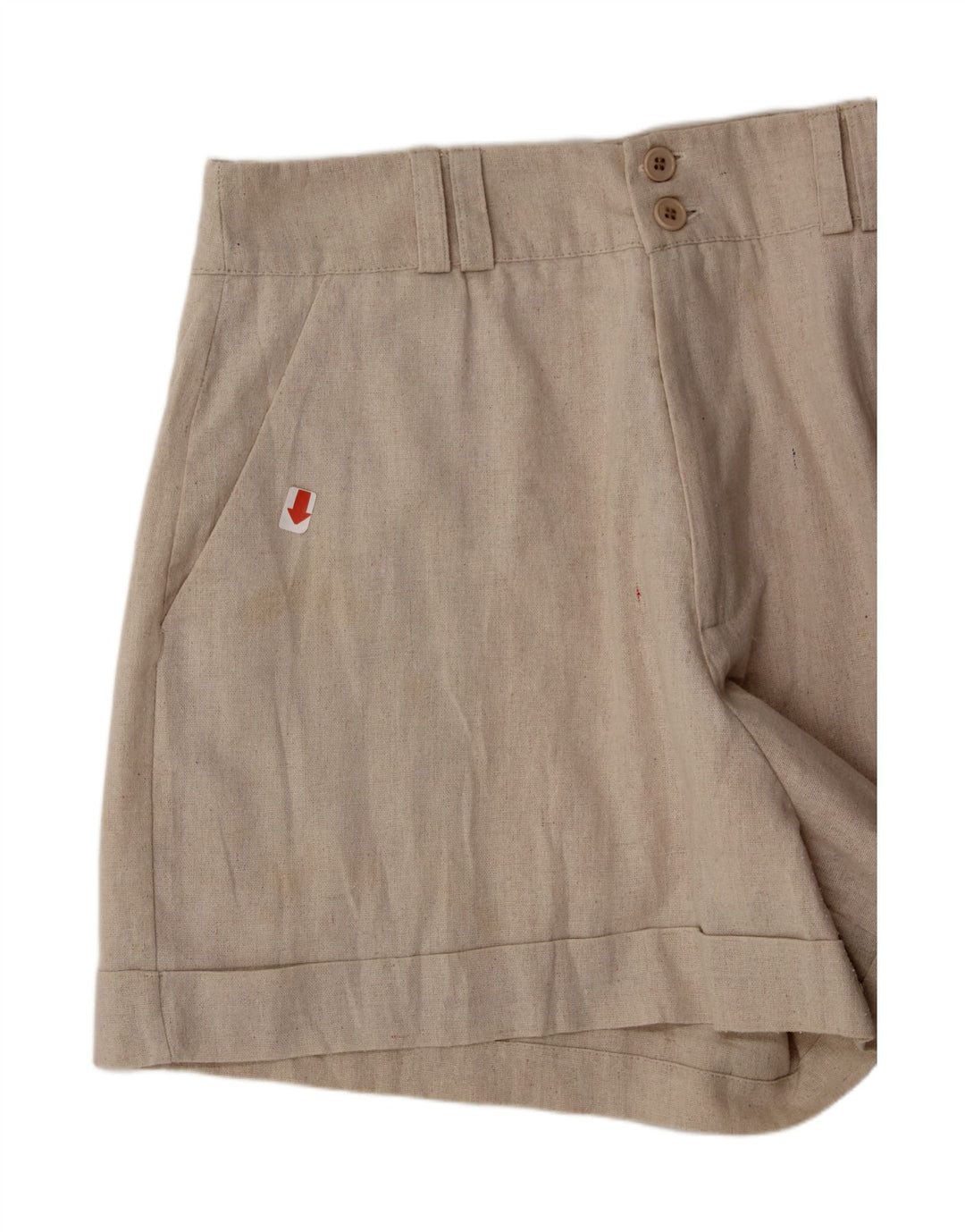 VINTAGE Womens High Waist Casual Shorts W28 Medium Beige Vintage Vintage and Second-Hand Vintage from Messina Hembry 