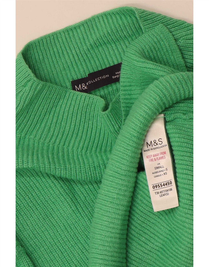 Marks & Spencer Dame Turtle Neck Jumper Sweater UK 10 Small Green Viscose
