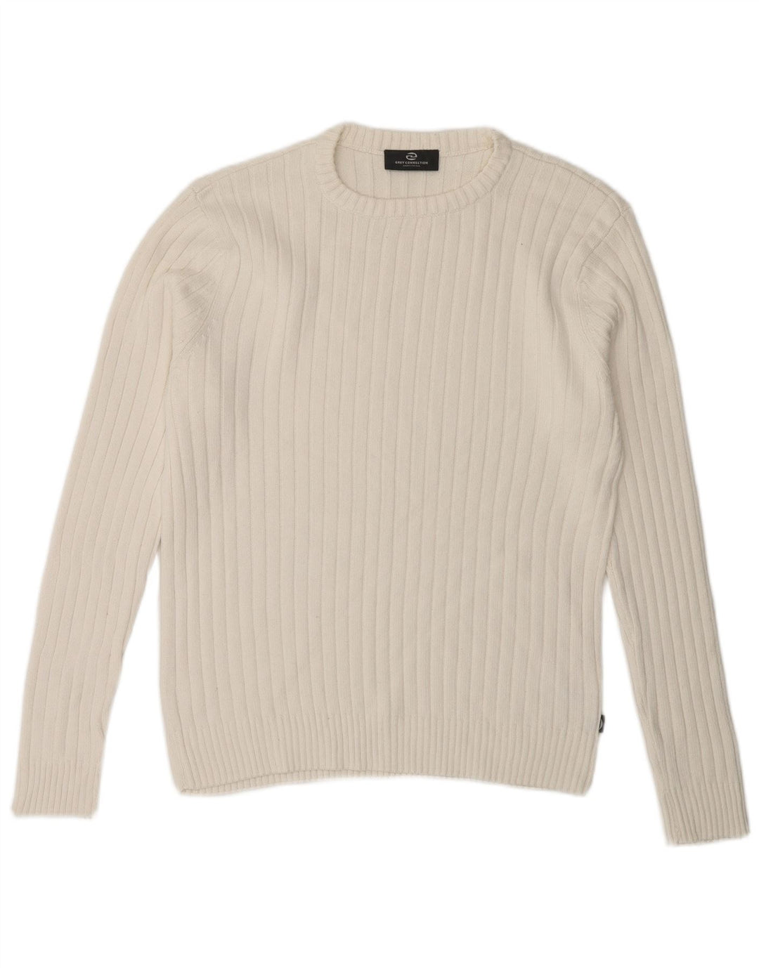 Vintage herre sweater med rund hals, lille hvid bomuld