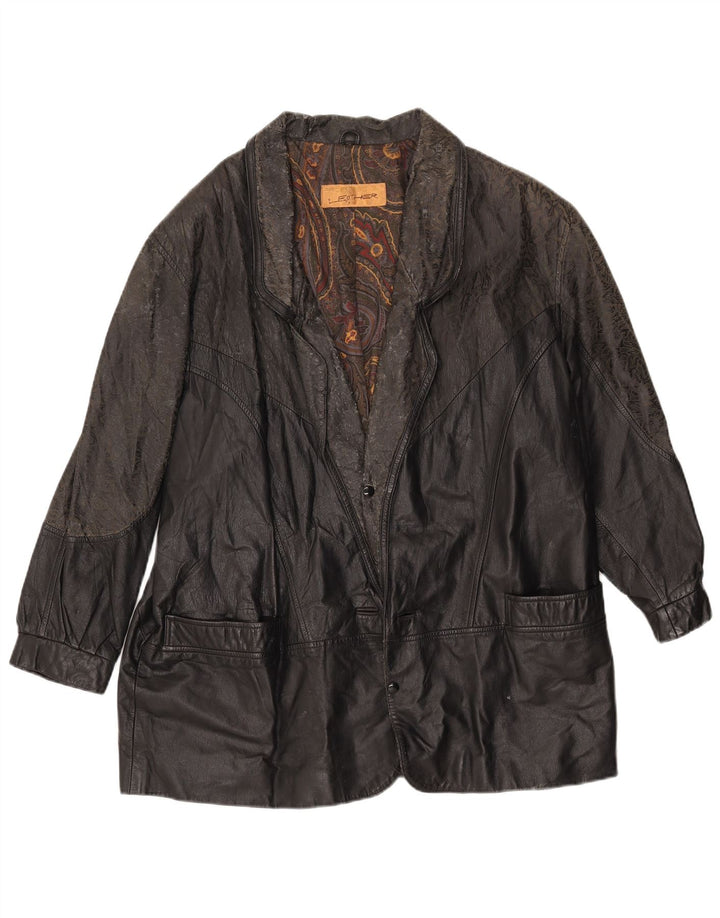 Vintage Herre Loose Fit Læderjakke IT 46 Lille sort læder