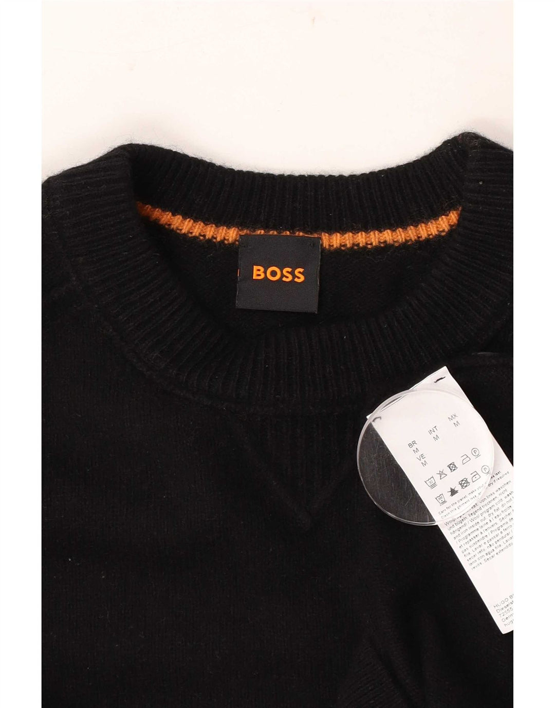 Hugo Boss Herre grafisk rund hals sweater mellem sort bomuld