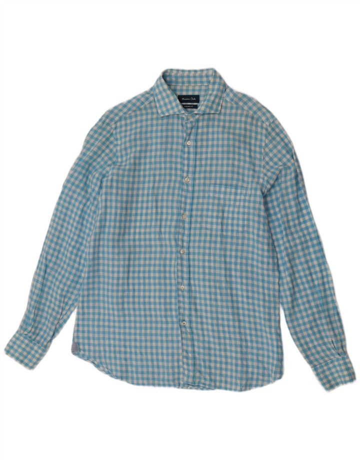 Massimo Dutti Herre Casual Fit skjorte Stor blå Gingham