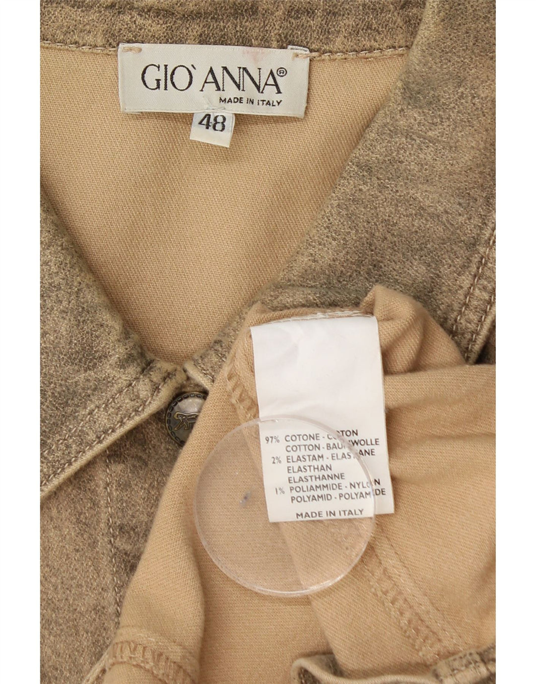 GIO ANNA Womens Denim Shirt IT 48 XL Beige Cotton
