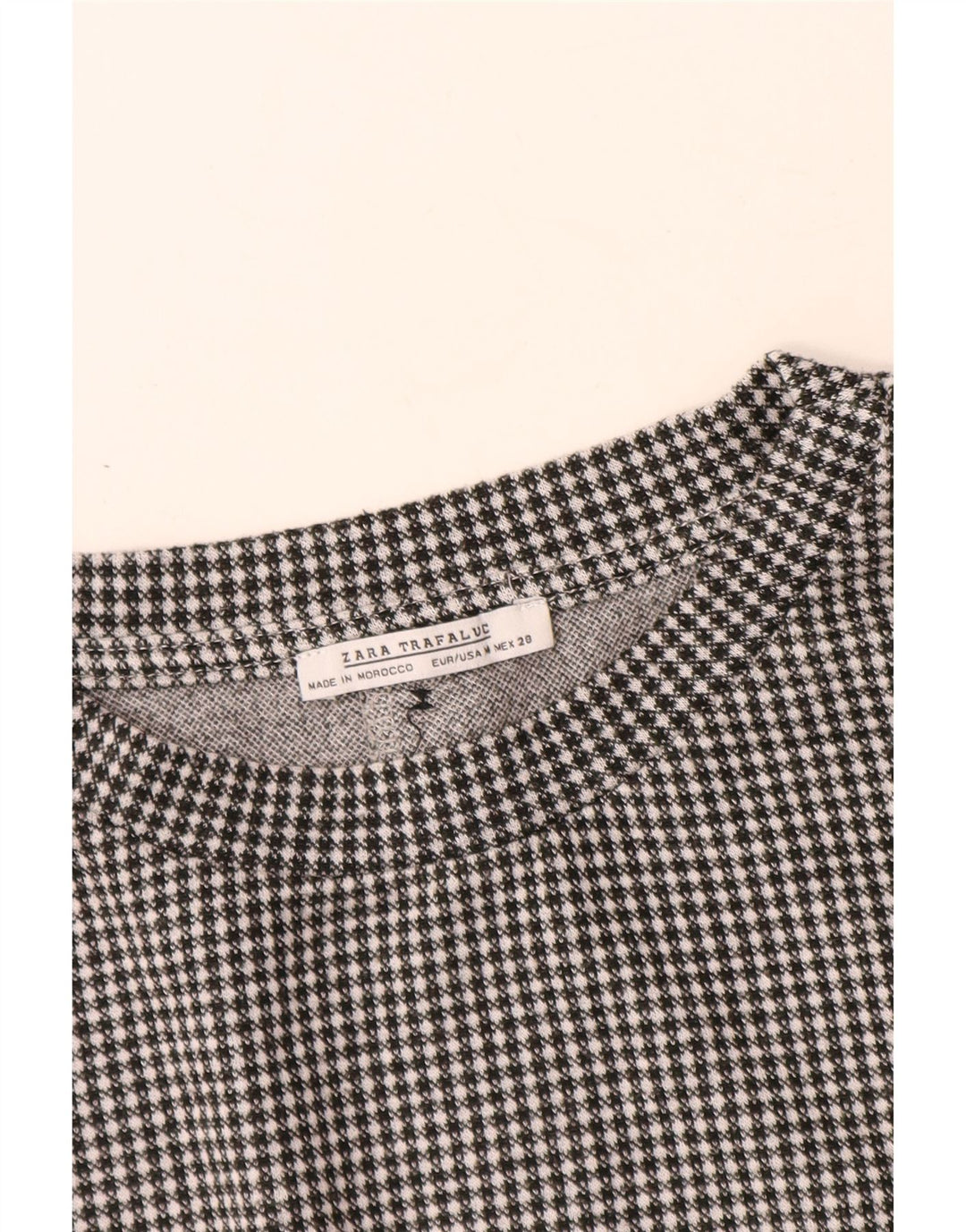 Zara Dame Langærmet Bluse Top UK 12 Medium Black Check