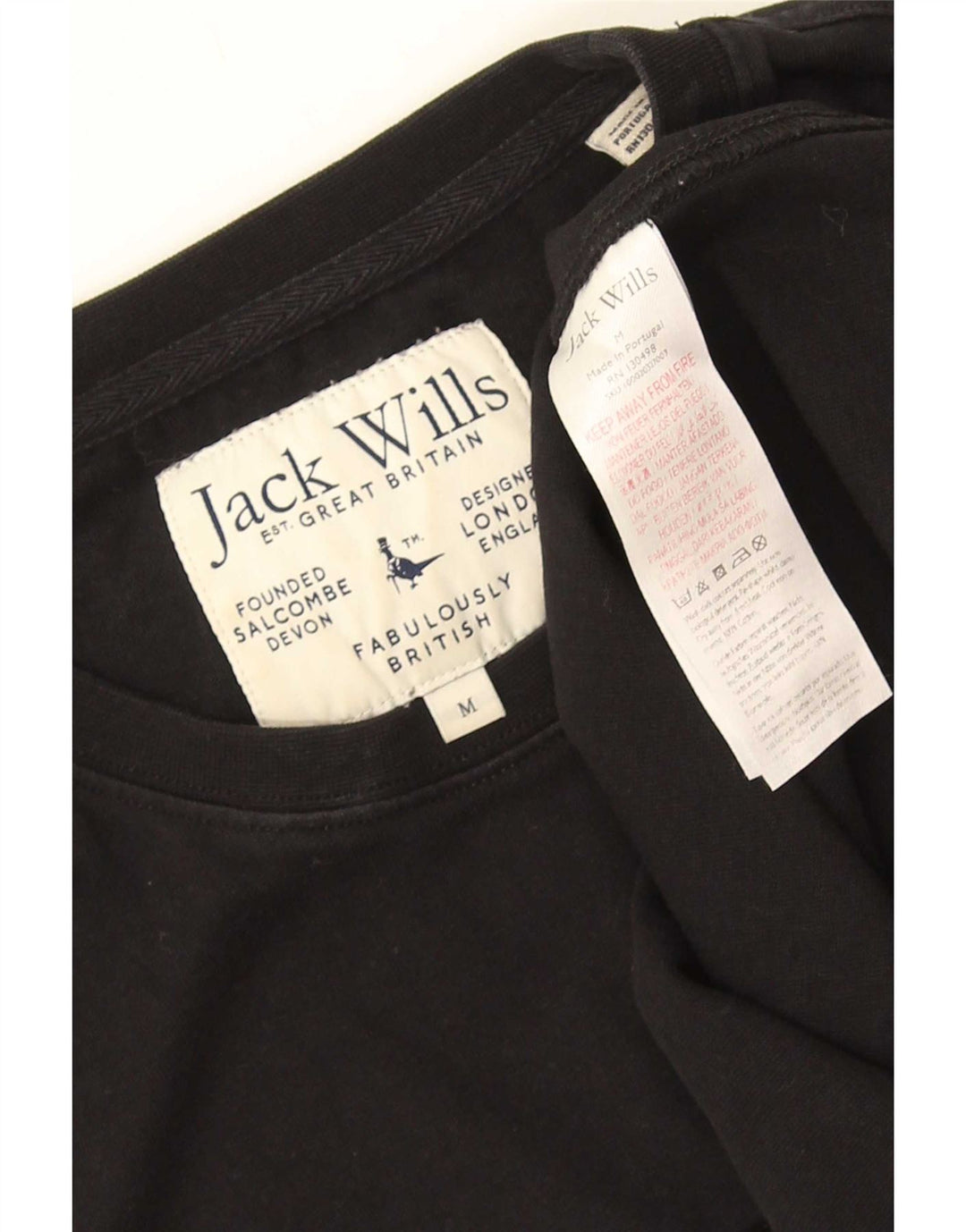 Jack Wills Herre grafisk T-shirt Top Medium Sort Bomuld