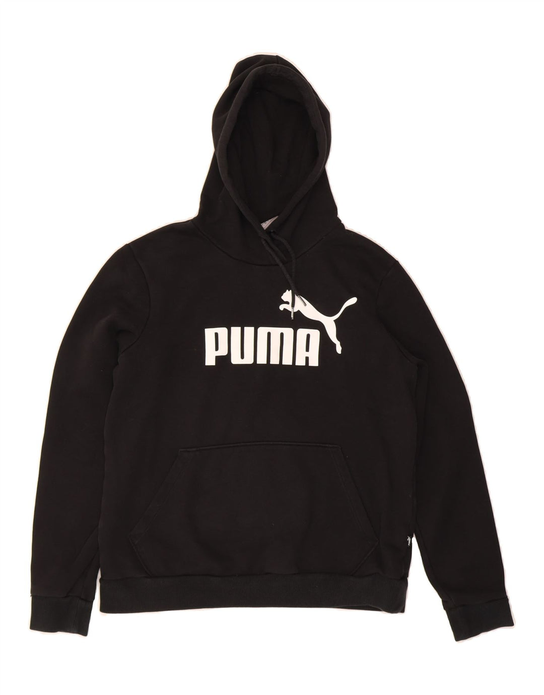 PUMA Womens Graphic Hoodie Jumper UK 16 Large Black Polyester Vintage Puma and Second-Hand Puma from Messina Hembry 