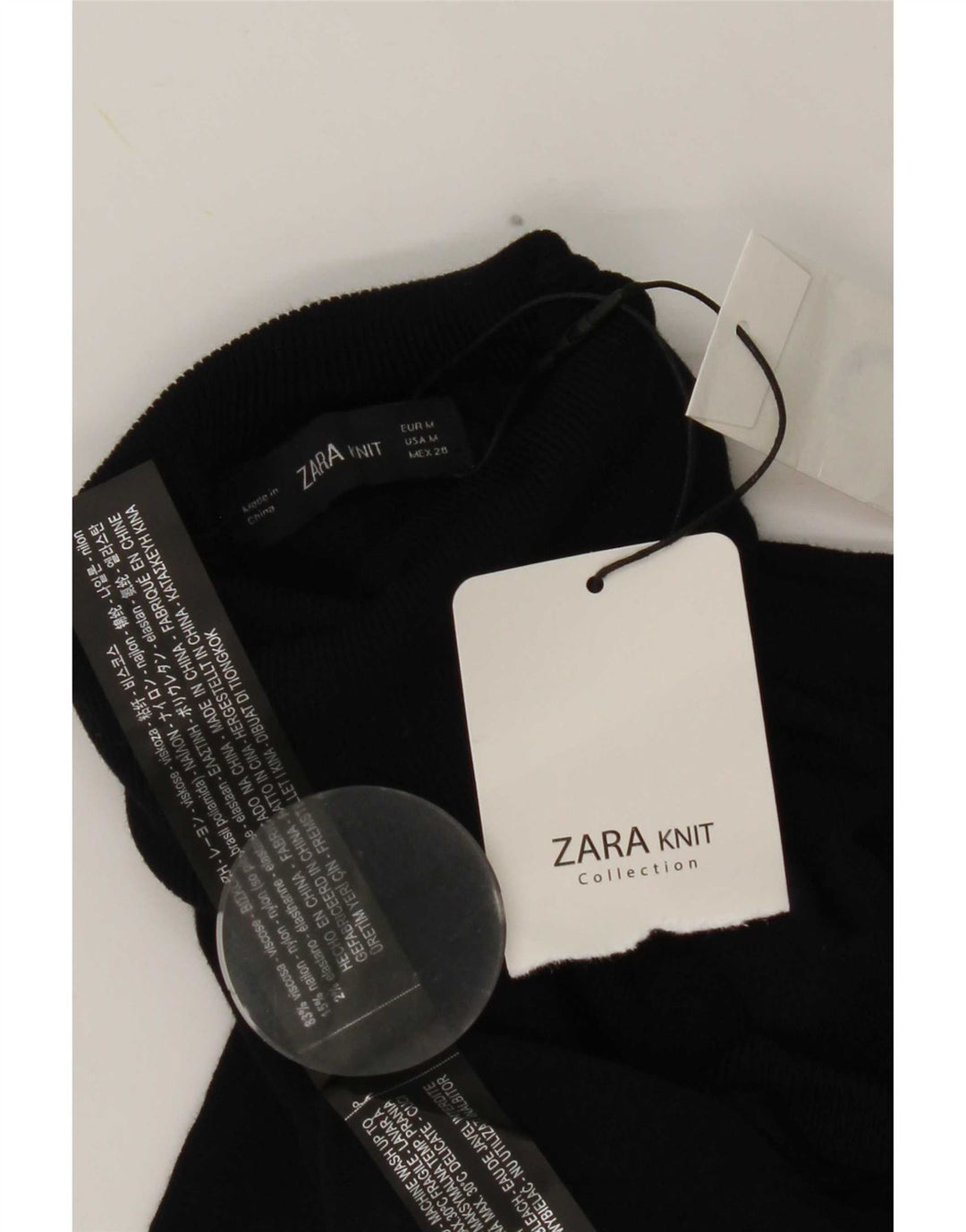 Zara Dame Rullehals Jumper Sweater UK 12 Medium Navy Blue Viscose