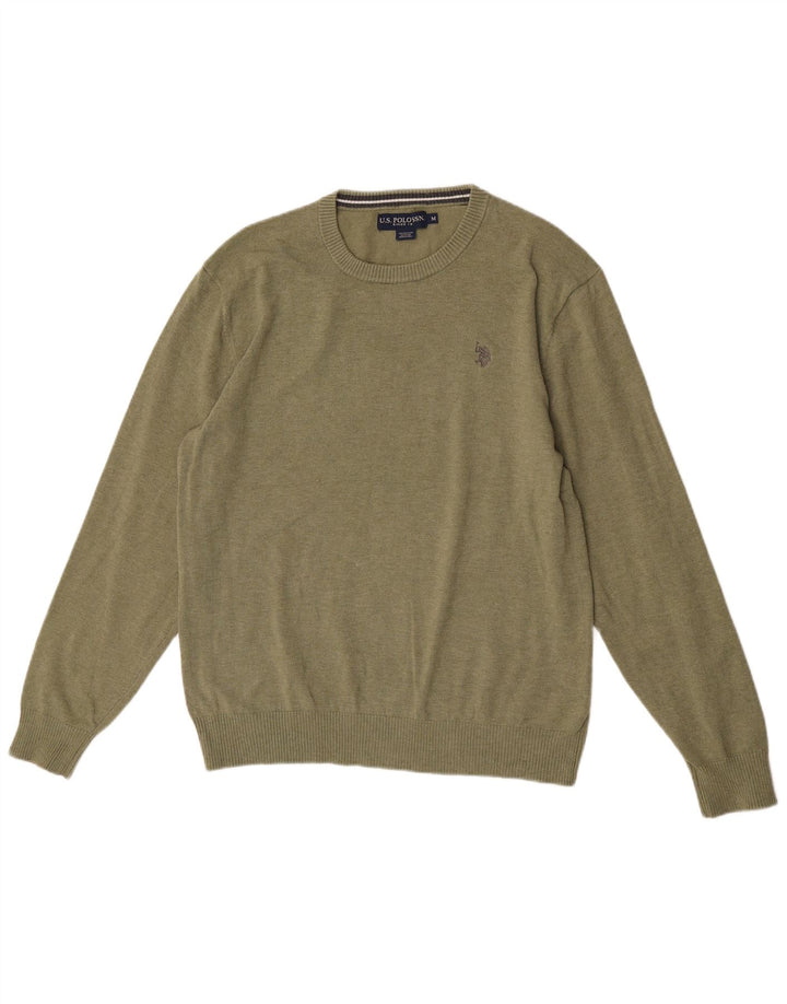 U.S. Polo Assn. Herre sweater med rund hals, mellemgrøn polyester