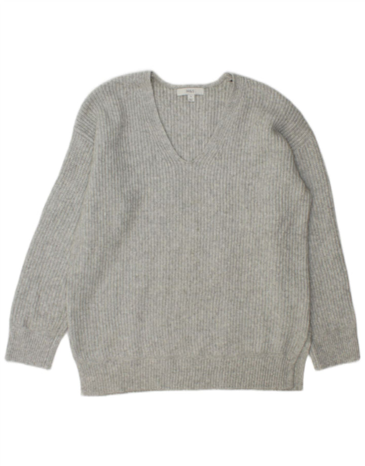 Marks & Spencer Dame V-hals sweater UK 14 Medium Grey Polyester