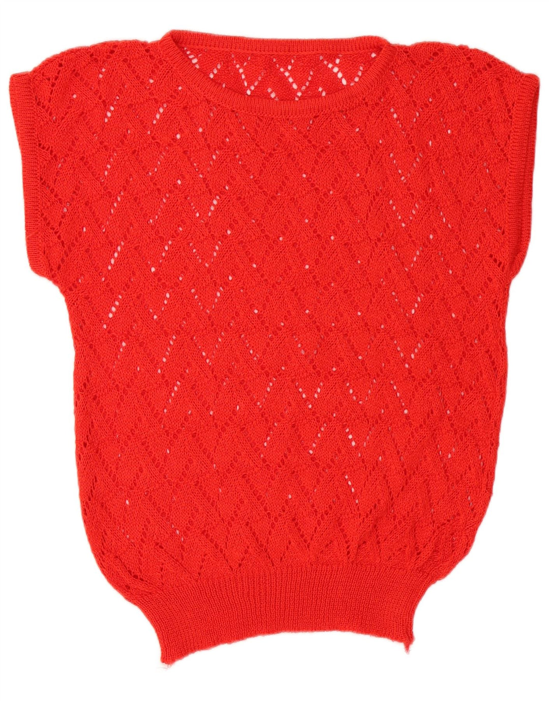 Vintage Dame Kortærmet Boat Neck Jumper Sweater UK 14 Medium Red