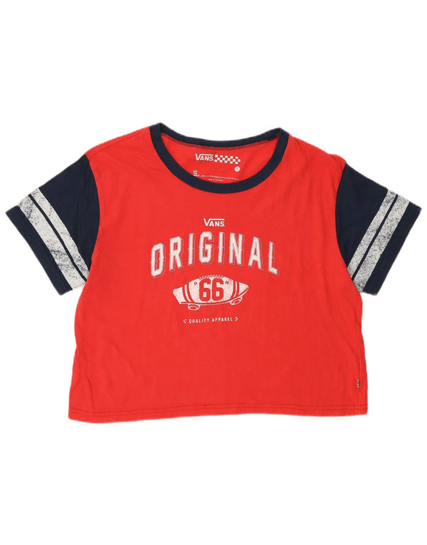 Vans Dame Crop Grafisk T-Shirt Top UK 10 Lille rødstribet bomuld