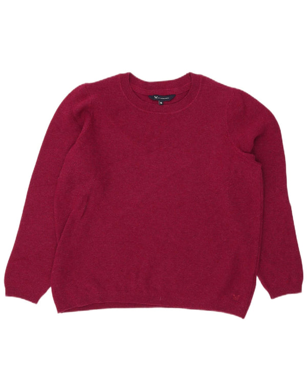 Besætningstøj Dame Boat Neck Jumper Sweater UK 16 Large Pink Wool