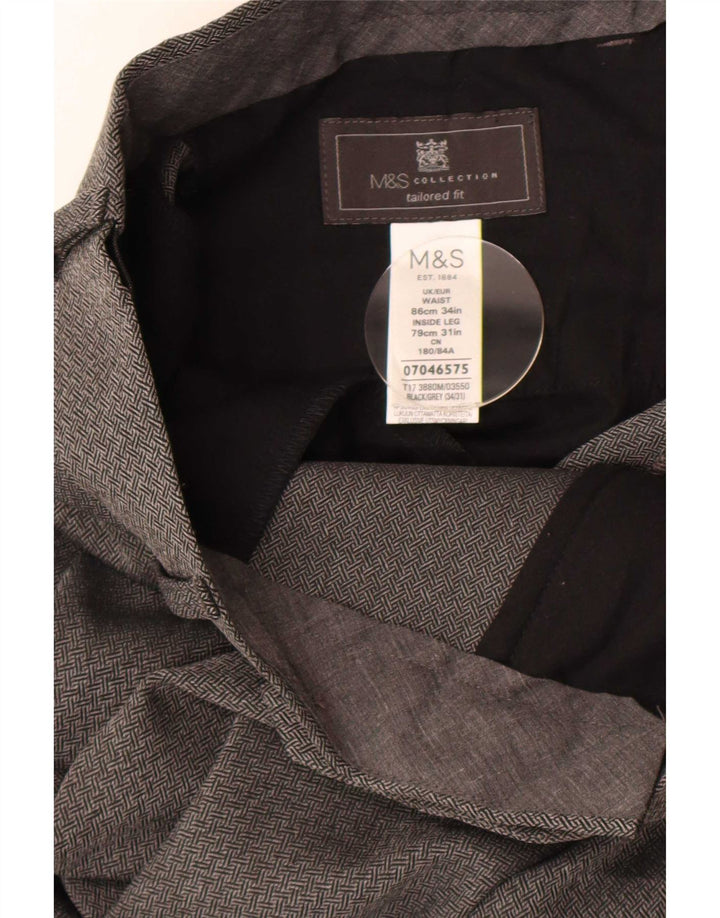 Marks & Spencer Herre Skræddersyet Fit Straight Suit Bukser W34 L31 Grå