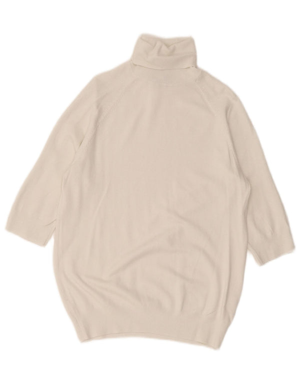 Zara Dame 3/4 ærmer rullehals sweater UK 14 Large White