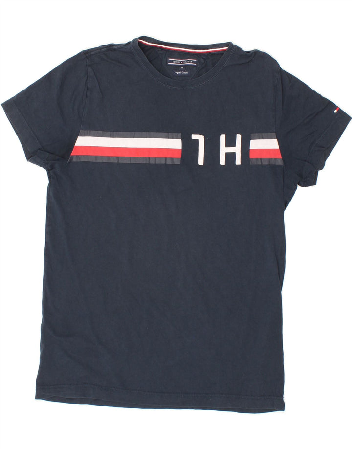TOMMY HILFIGER Mens Graphic T-Shirt Top Medium Navy Blue Cotton Vintage Tommy Hilfiger and Second-Hand Tommy Hilfiger from Messina Hembry 