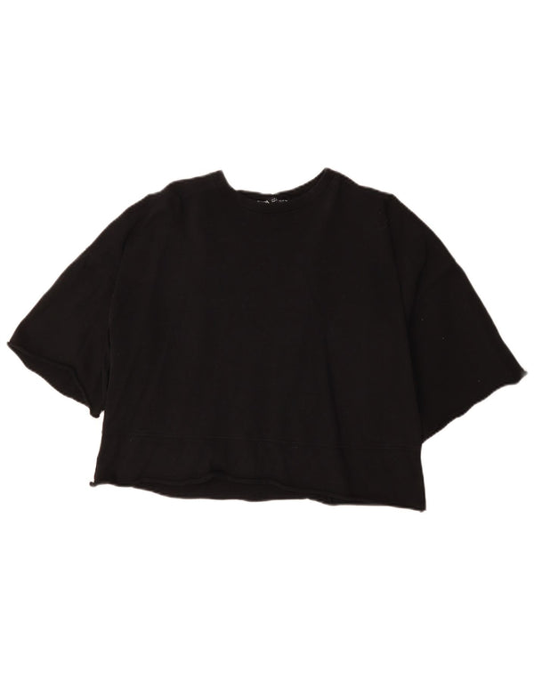Zara Womens Oversized Crop T-Shirt Top UK 10 Small Black Bomuld