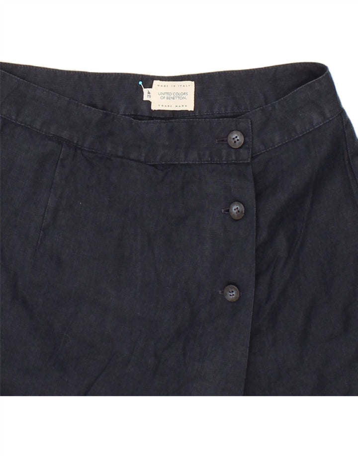 BENETTON Womens Skort IT 42 Medium W26  Navy Blue Linen Vintage Benetton and Second-Hand Benetton from Messina Hembry 