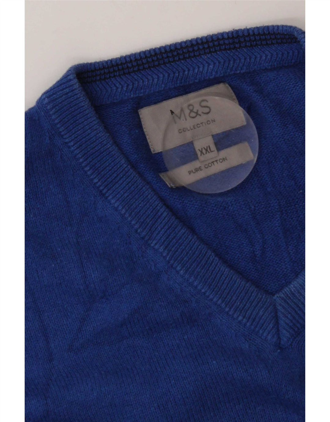 Marks & Spencer Herre V-hals sweater 2XL Blå Bomuld