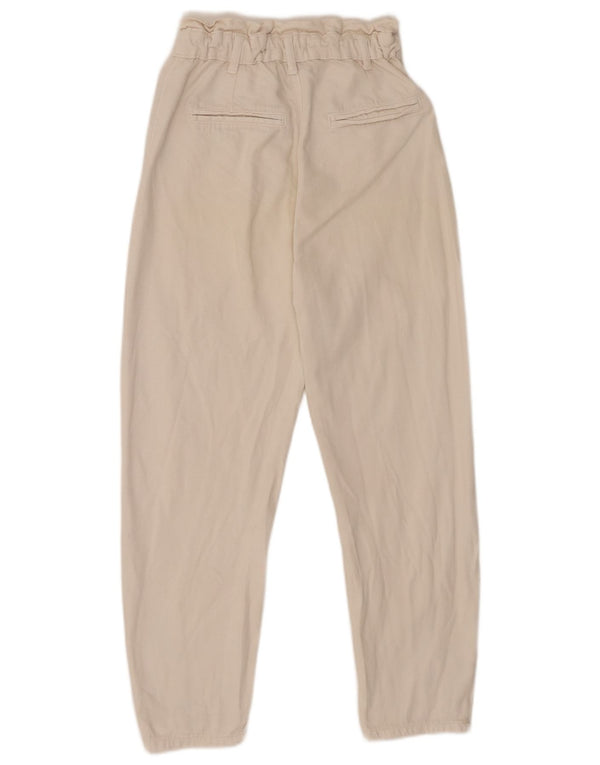 Zara Dame Højtaljede tilspidsede Jeans EU 32 2XS W22 L24 Hvid Bomuld