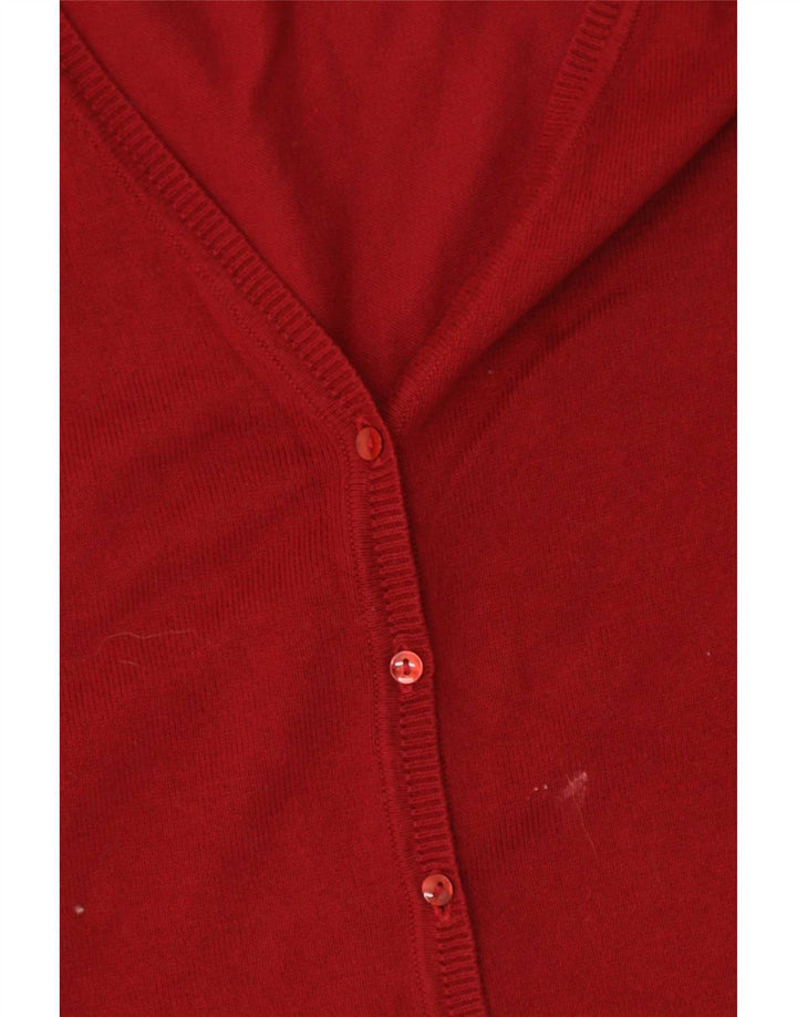 Zara Dame Cardigan Sweater UK 12 Medium Rød Bomuld