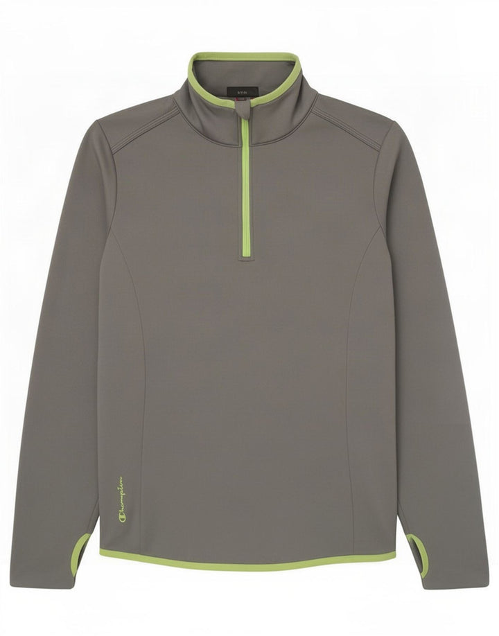 Champion Womens Zip Neck Pullover Træningsdragt Top UK 12 Medium Grey Polyester