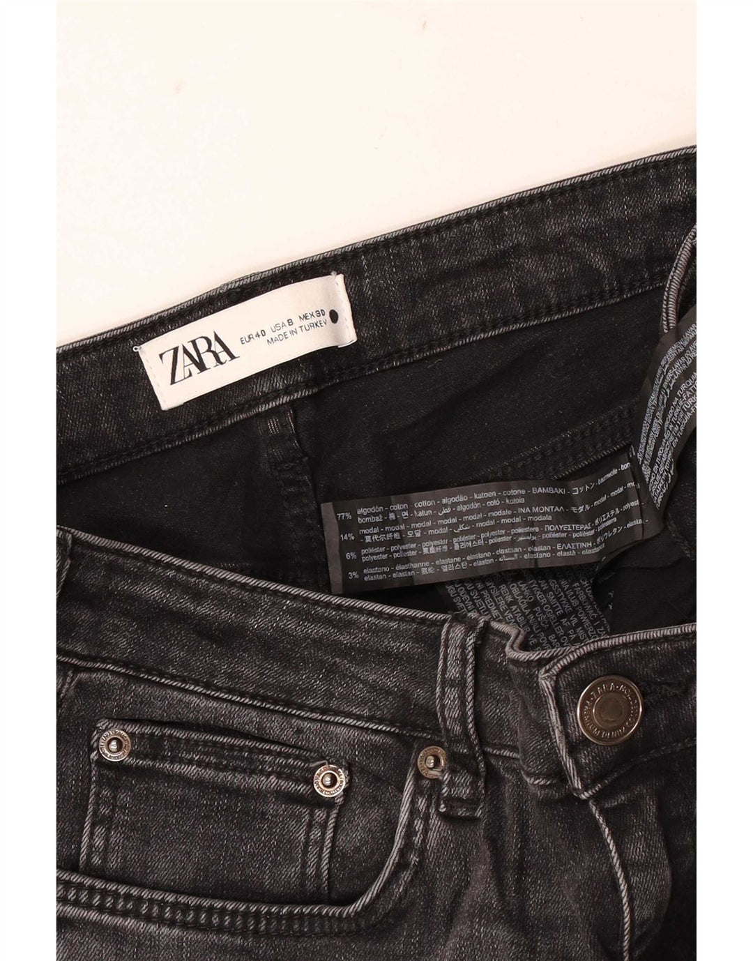 Zara Dame Slim Jeans EU 40 Medium W30 L28 Sort Bomuld