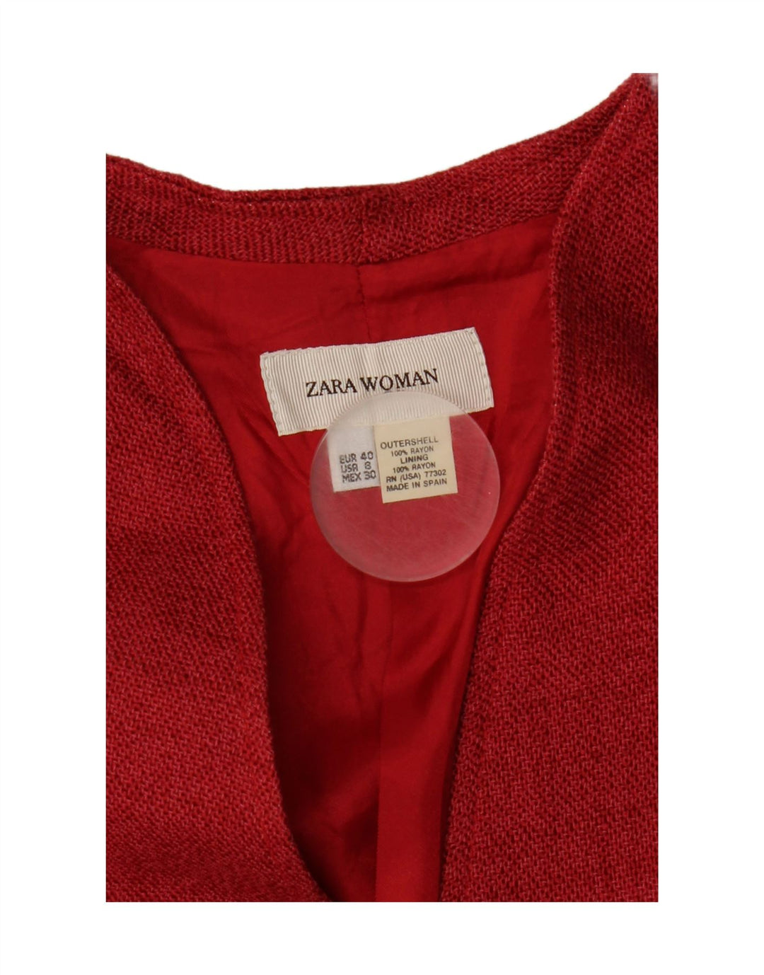 Zara Dame Blazer Jakke EU 40 Medium Rød Rayon