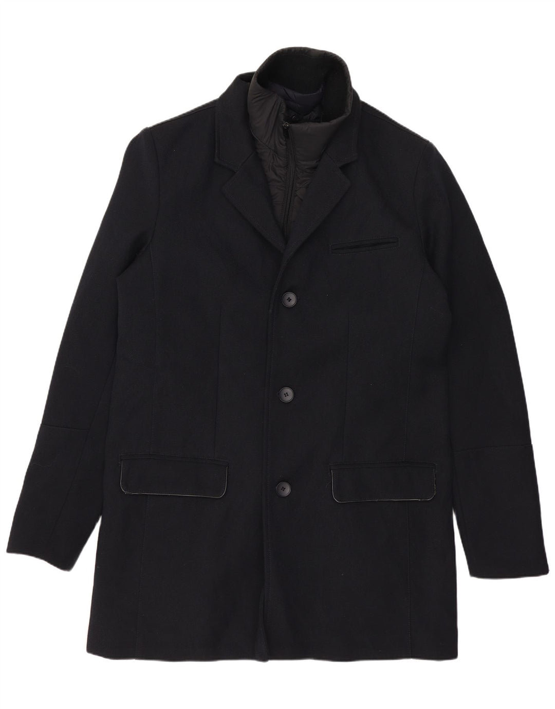 Jules Herre Overfrakke UK 40 Large Navy Blue Cotton