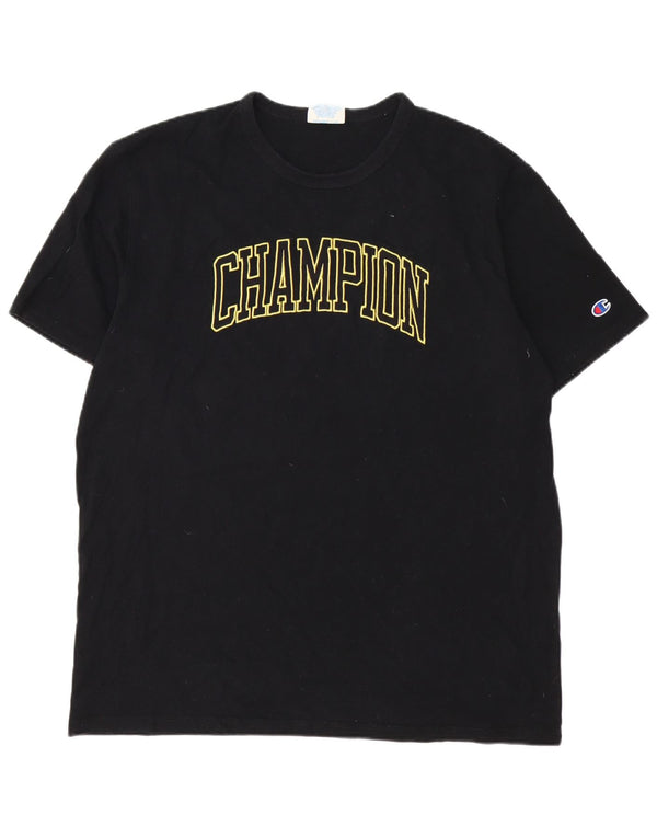 Champion Herre Grafisk T-Shirt Top XL Sort Bomuld